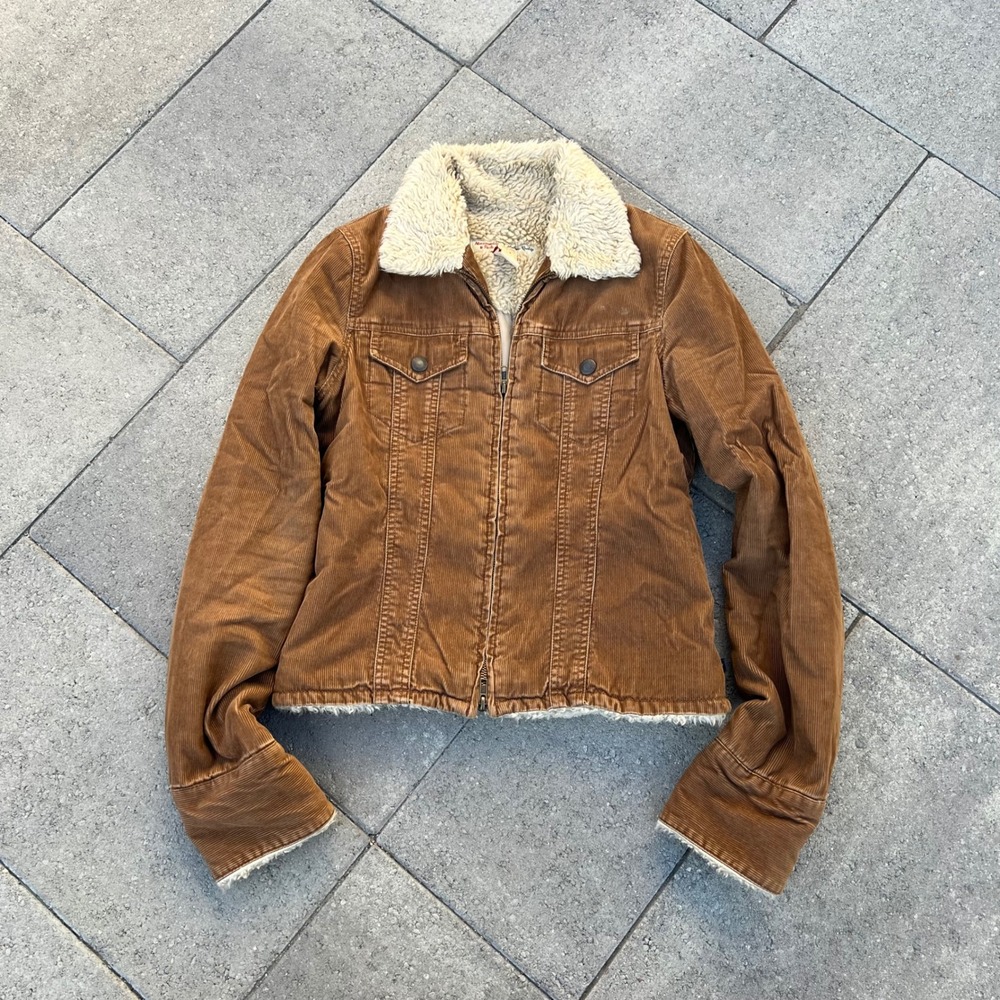 Abercrombie & Fitch Brown Corduroy Sherpa Lined Trucker Jacket Small